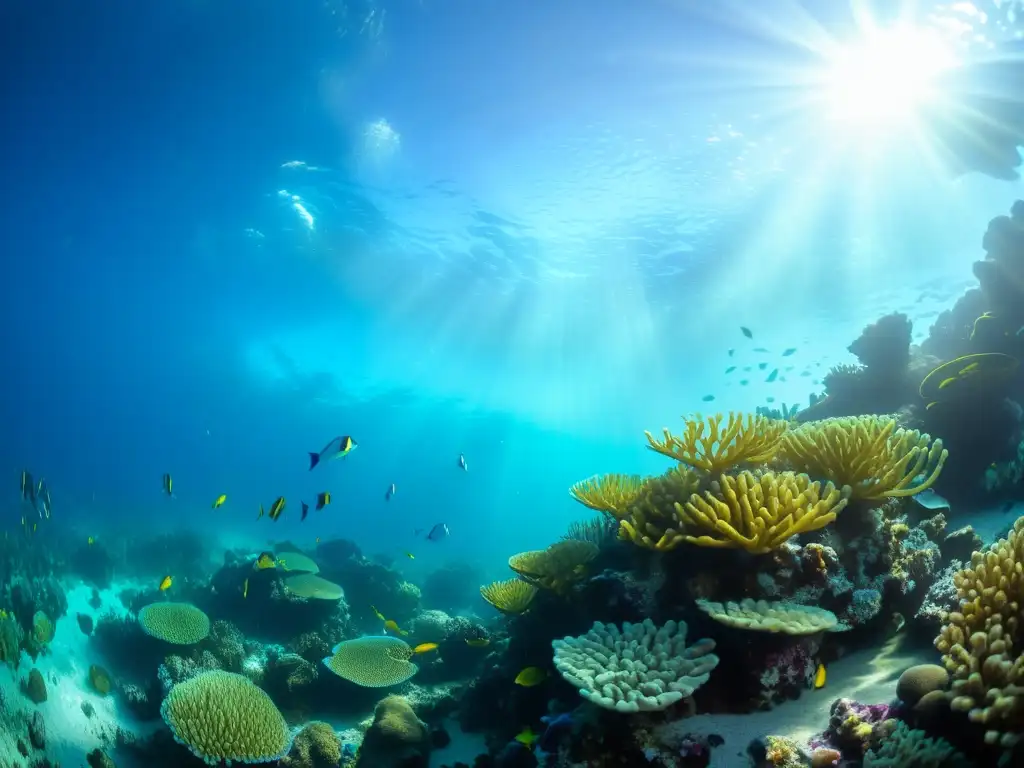 Monitoreo en tiempo real de la vida marina en un vibrante arrecife de coral, con peces coloridos y plantas marinas