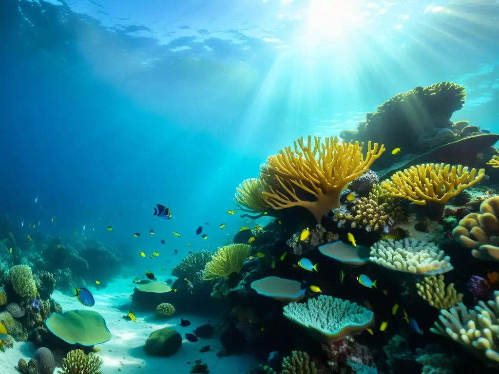 Un mundo marino vibrante de arrecifes de coral llenos de peces coloridos y vida marina