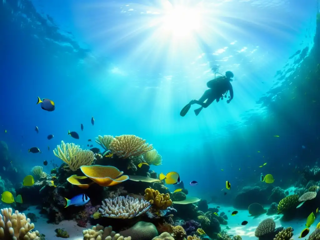 Un mundo submarino vibrante y colorido con arrecifes de coral rebosantes de vida marina