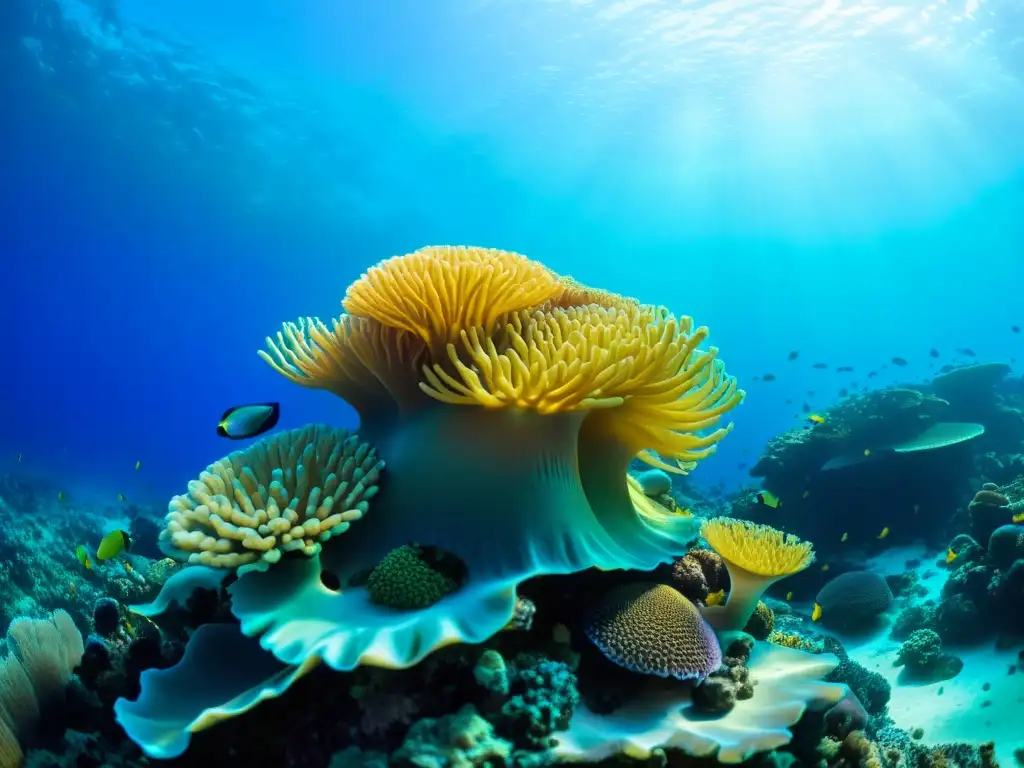 Narrativa visual de entornos marinos extremos: un arrecife de coral vibrante con vida marina diversa en un mundo submarino fascinante