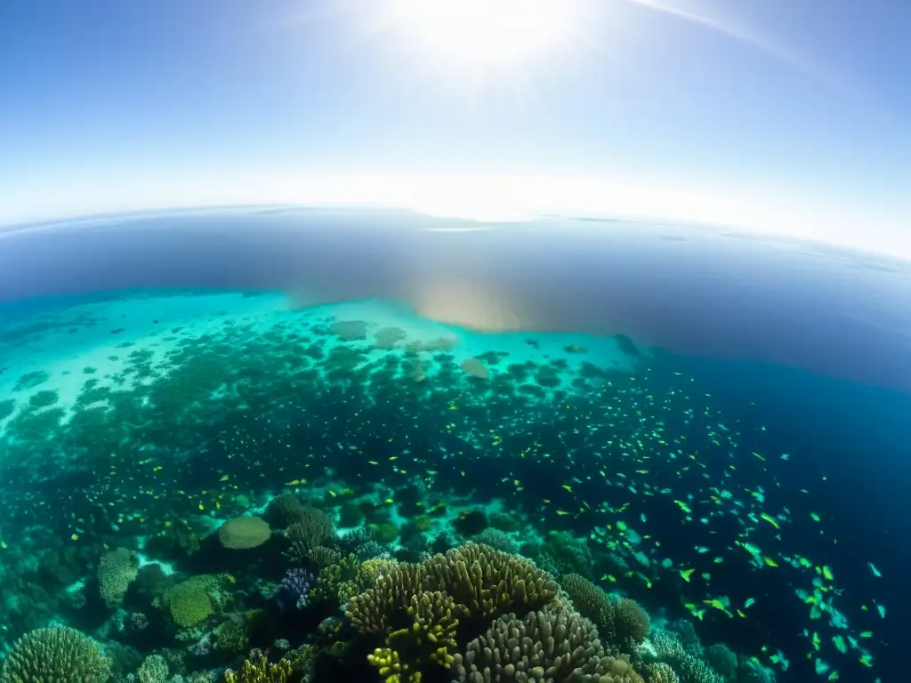 Un océano cristalino y vibrante vida marina en armonía, mostrando la belleza y biodiversidad marina