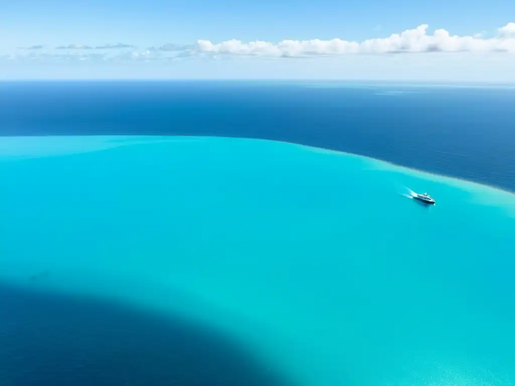 Un océano infinito, aguas turquesa y barcos lejanos