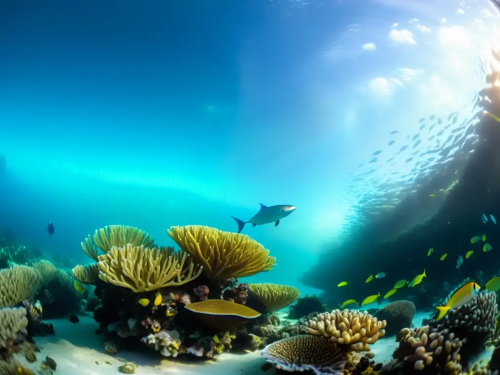 Un paisaje marino sereno y vibrante, revelando la belleza y biodiversidad de las áreas marinas protegidas para el turismo sostenible