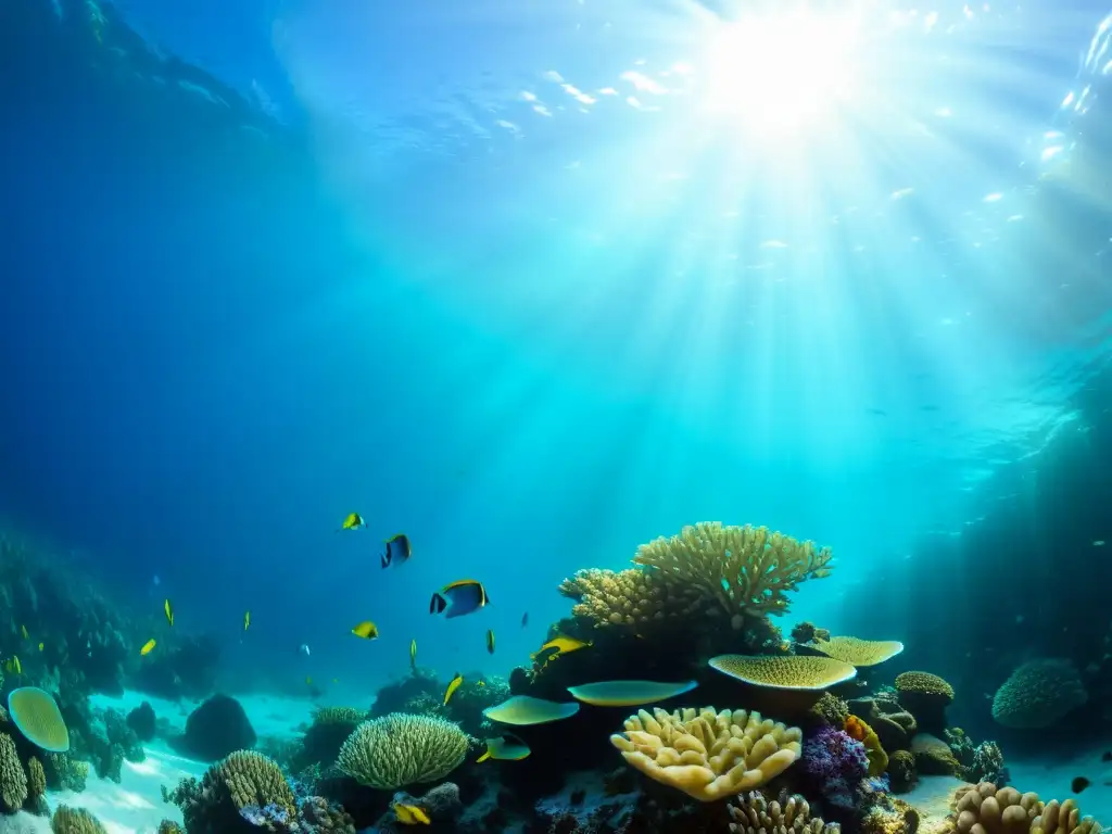 Un paisaje submarino deslumbrante con un vibrante arrecife de coral y vida marina