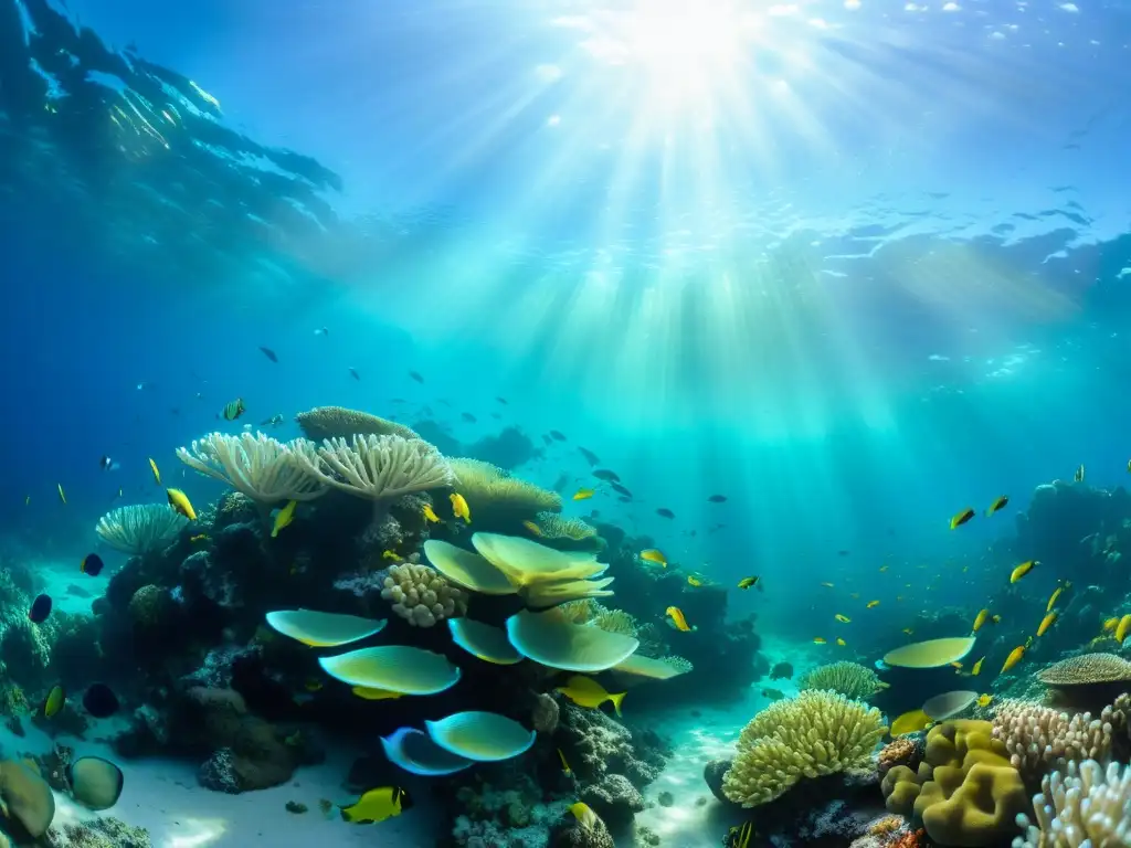 Un paisaje submarino deslumbrante con un vibrante arrecife de coral y peces coloridos