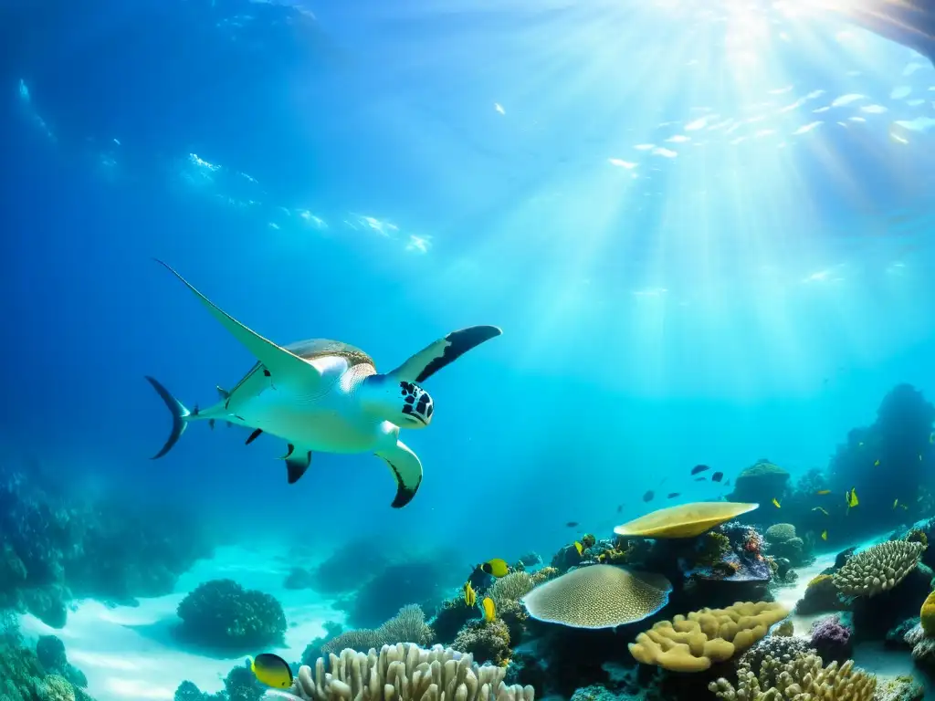 Un paisaje submarino vibrante que destaca la belleza y fragilidad de la vida marina