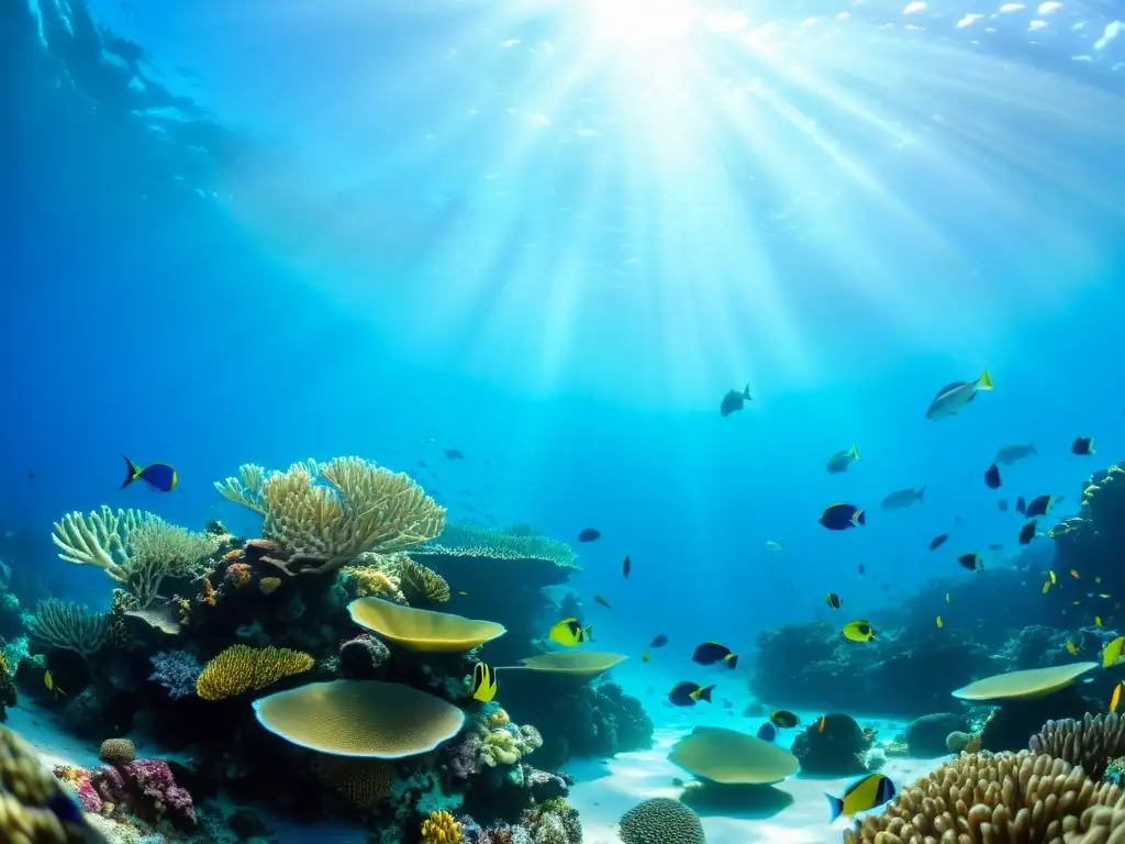 Un paraíso submarino en un arrecife de coral vibrante, hogar de vida marina colorida