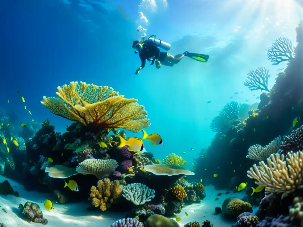 Un paraíso submarino lleno de vida en un arrecife de coral vibrante