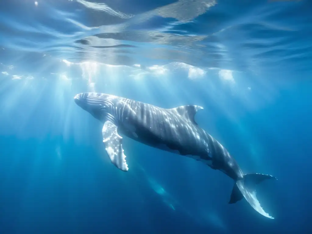 Un pod de majestuosas ballenas jorobadas nada grácilmente en aguas cristalinas