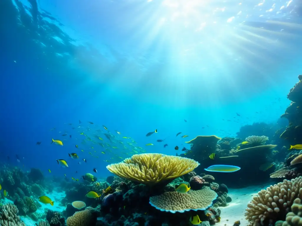 Realidad Virtual en Educación Oceanográfica: Coral vibrante, peces coloridos y vida marina en armonía bajo el agua cristalina