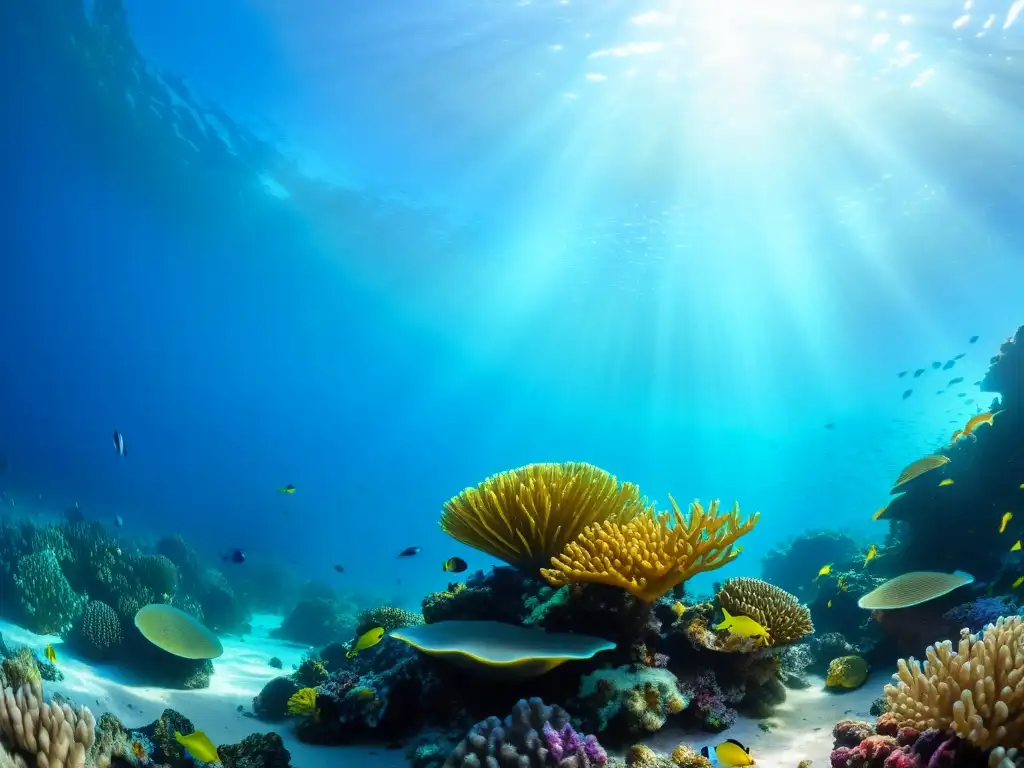 Arrecife de coral vibrante: belleza marina en el mundo virtual Recorridos virtuales vida marina oceánica: vibrante arrecife de coral con peces coloridos y luz filtrada, creando un cautivador paisaje submarino
