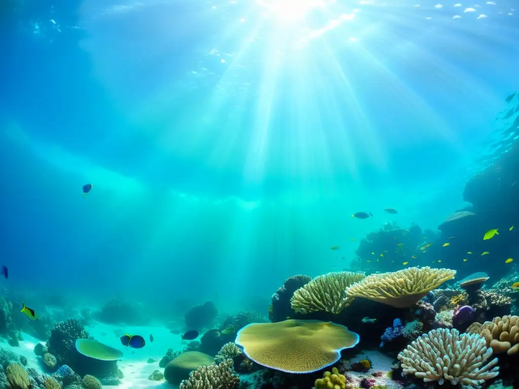 Retiros de buceo y yoga marino: Un arrecife de coral vibrante y sereno con vida marina en un baile de colores bajo el agua cristalina