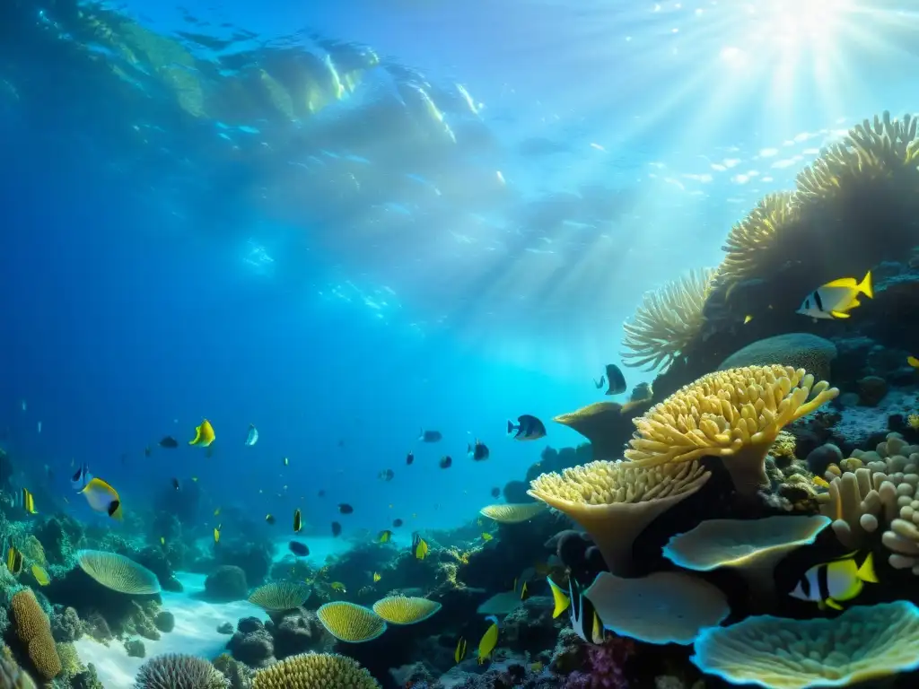 Explora la serenidad de un arrecife de coral vibrante en aguas cristalinas