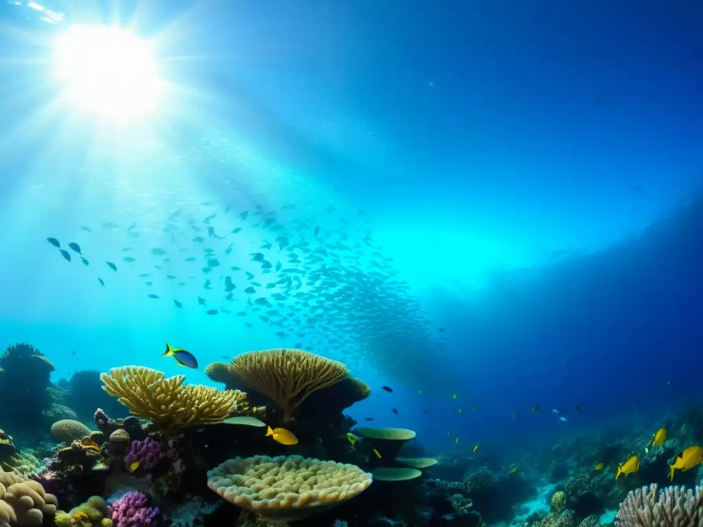 Simbiosis entre peces de arrecife: Vida vibrante en un arrecife de coral, con peces coloridos y una exquisita variedad de vida marina