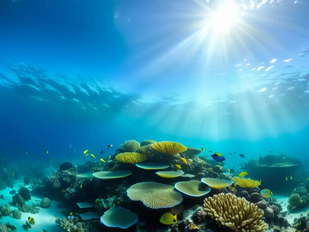 Exploración submarina con sonar avanzado: vibrante arrecife de coral con vida marina colorida y agua cristalina