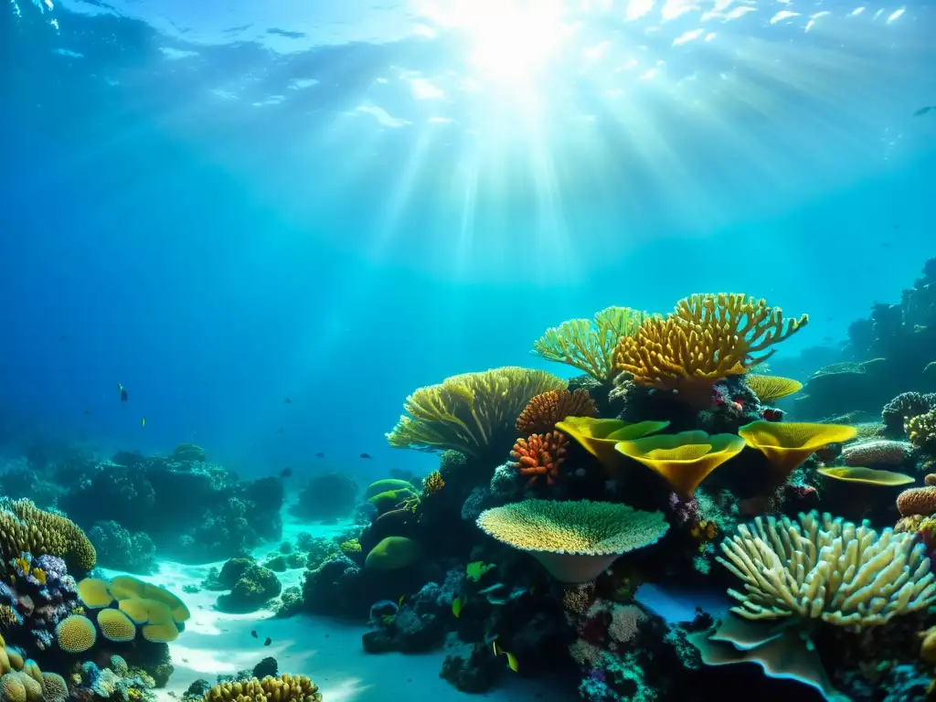 Fotografía submarina con impresionante balance de blancos, en un vibrante arrecife de coral con diversa vida marina