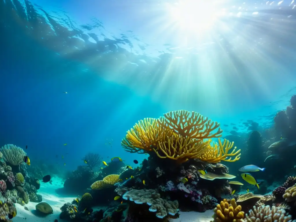 Fotografía submarina para principiantes: vibrante arrecife de coral lleno de vida marina y peces coloridos bajo el agua cristalina