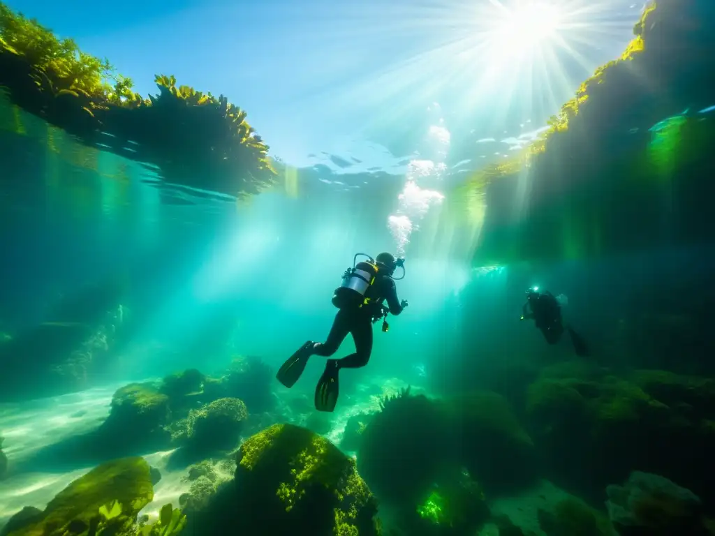 Exploración submarina en un río sagrado, buceo en ríos sagrados y lagunas ancestrales