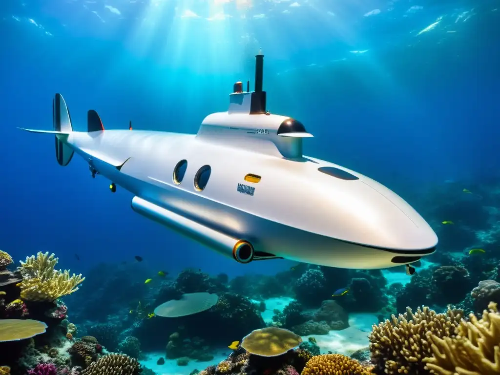 'Exploración submarina en un submarino personal con un paisaje marino vibrante, para turismo subacuático en submarinos personales