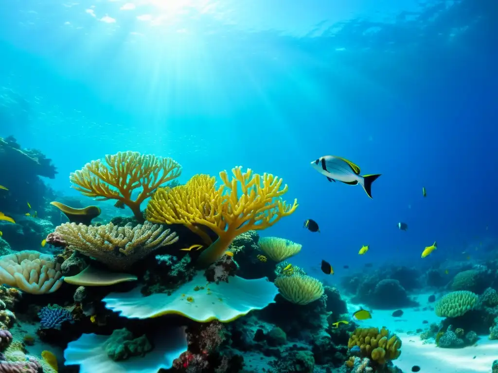 Taller de fotografía vida marina: Impresionante arrecife de coral con diversa vida marina y playas de luz en el agua clara