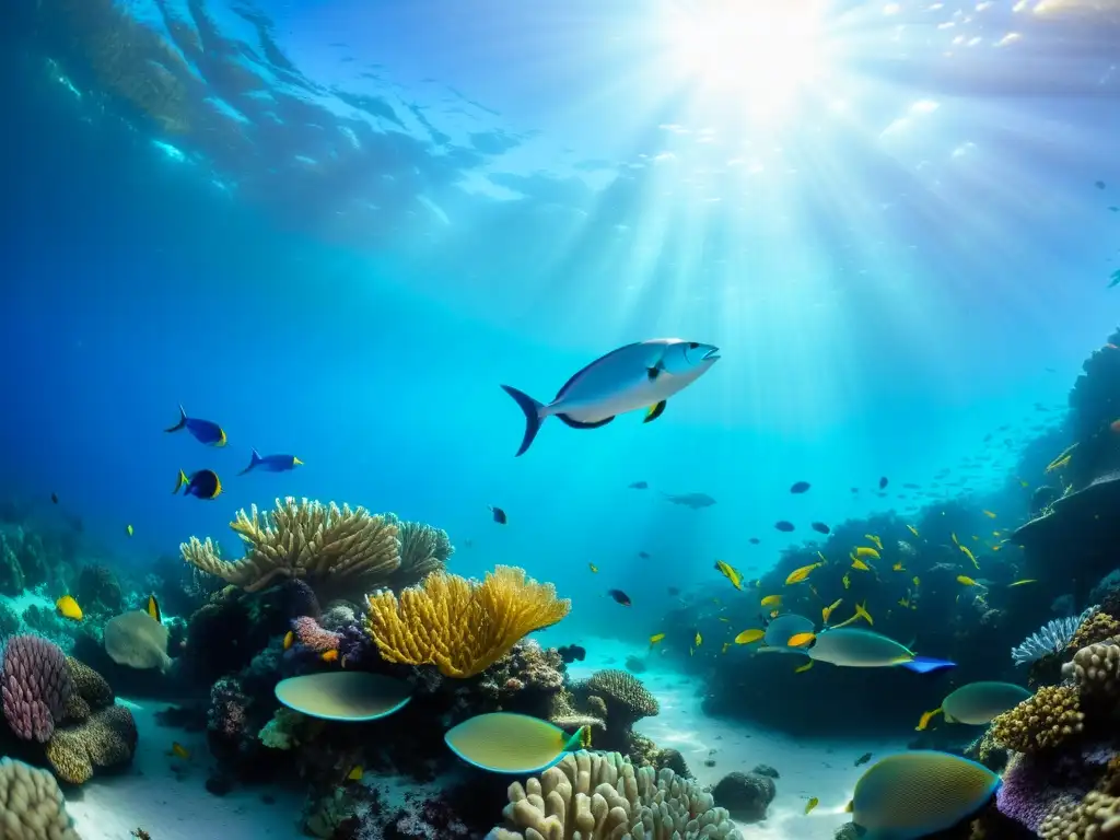 Turismo de conservación arrecifes coralinos: Fotografía vibrante del colorido ecosistema marino, con peces y corales en aguas turquesas