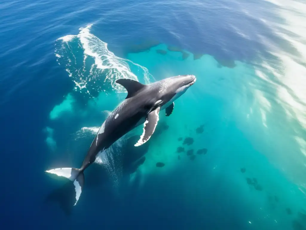 Vasta vida marina bajo el agua cristalina, monitoreo vida marina con inteligencia artificial