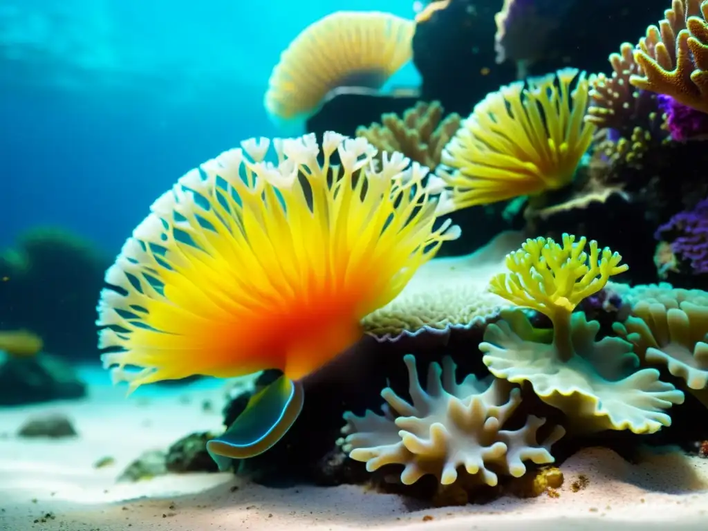 Un vibrante acuario marino saludable con peces coloridos, corales vibrantes y agua cristalina, iluminado por la luz del sol