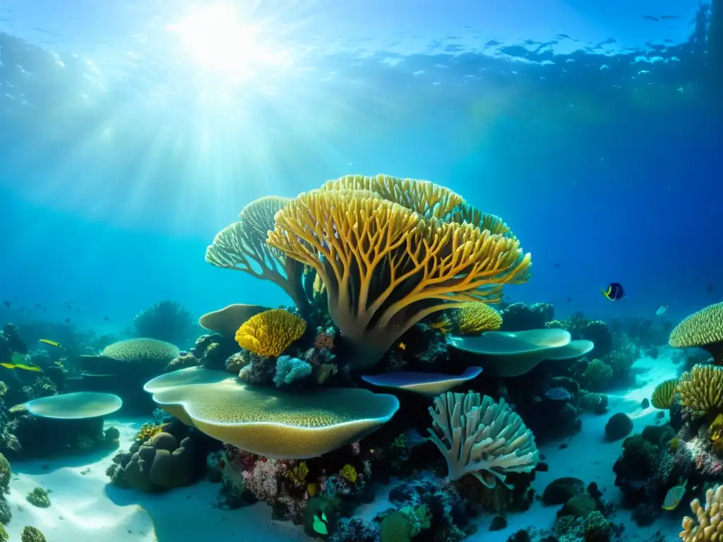 Exploración marina en un vibrante arrecife de coral, reflejando la conservación y la biodiversidad submarina