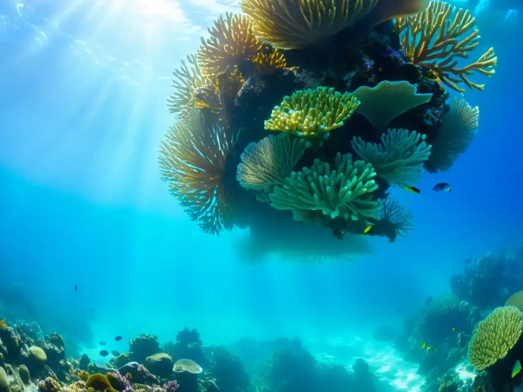 Un vibrante arrecife de coral bajo el agua con vida marina diversa