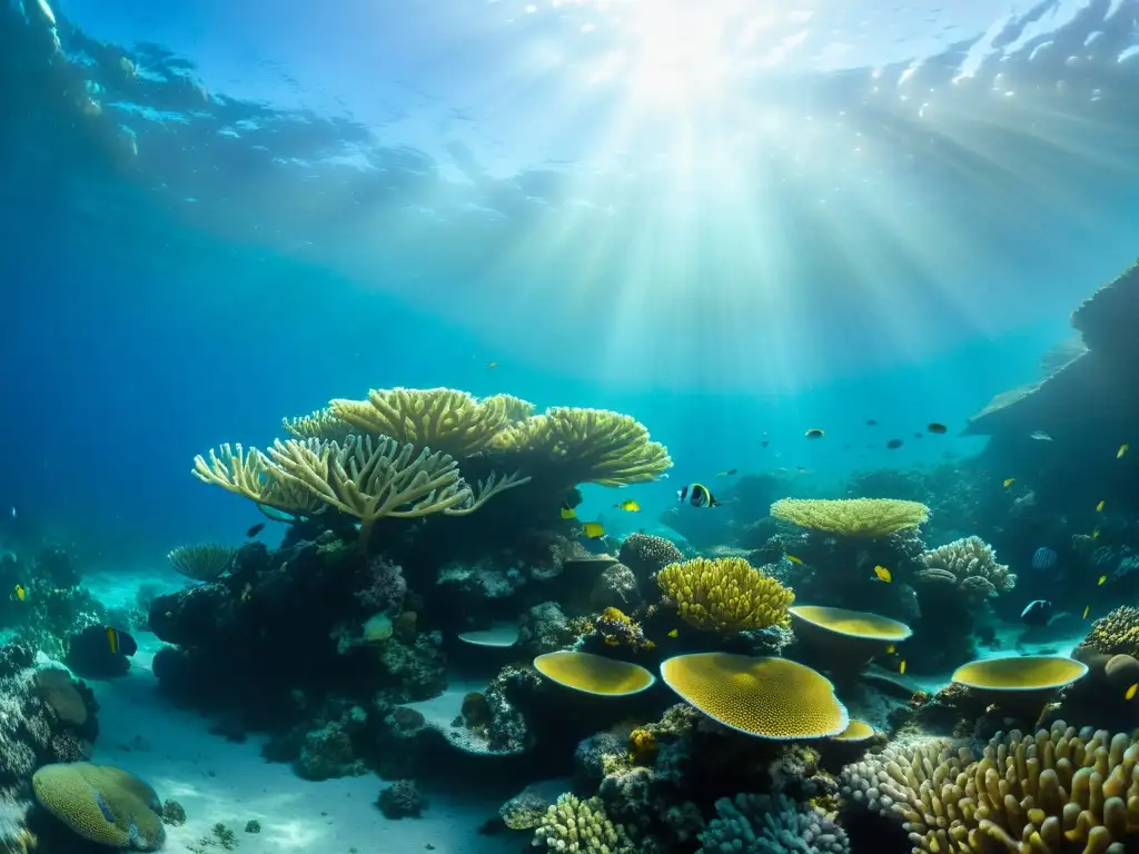 Vibrante arrecife de coral bajo el agua con vida marina diversa