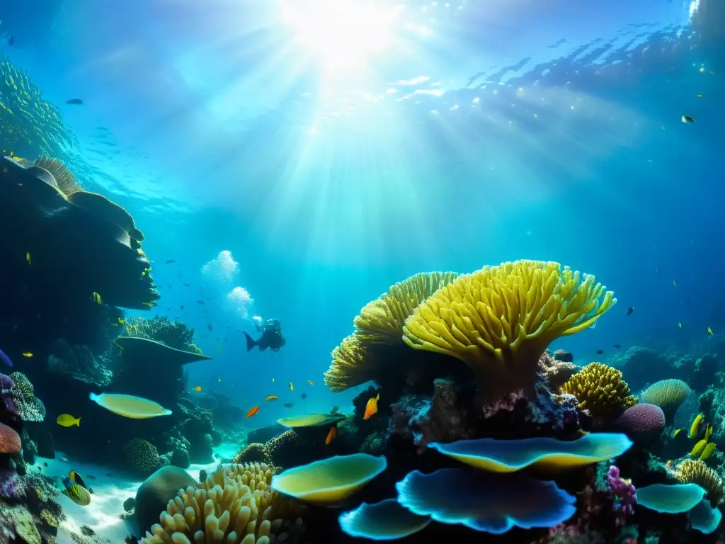 Vibrante arrecife de coral con biodiversidad marina