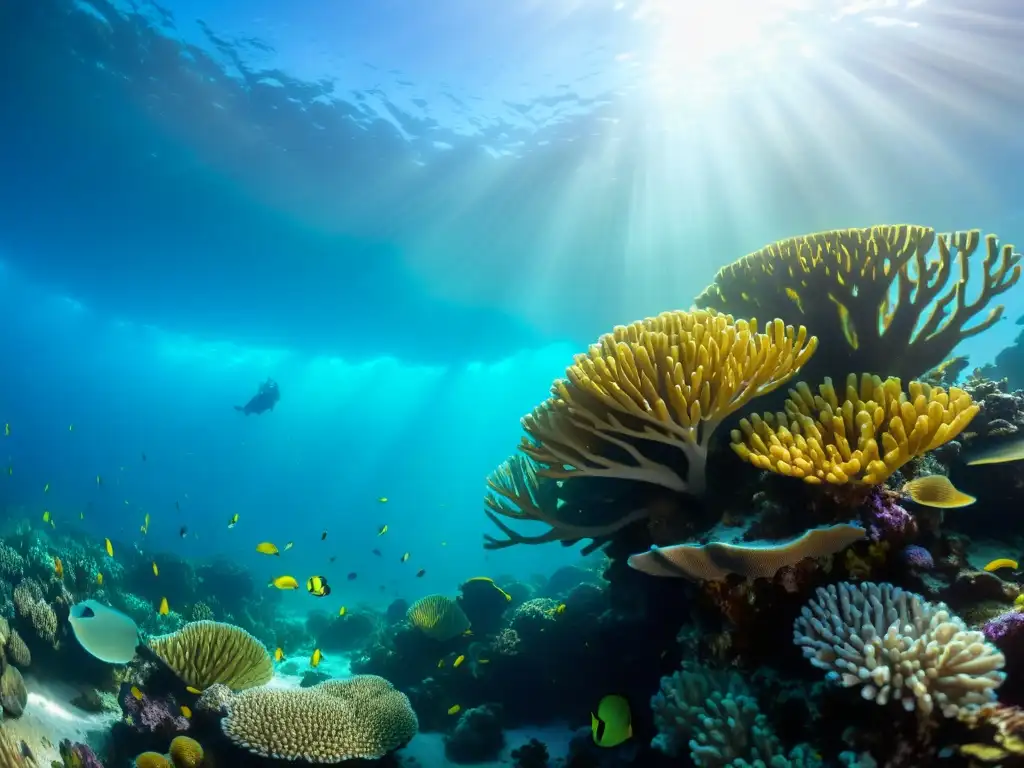 Vibrante arrecife de coral en un acuario marino, exudando belleza y equilibrio del sustrato marino