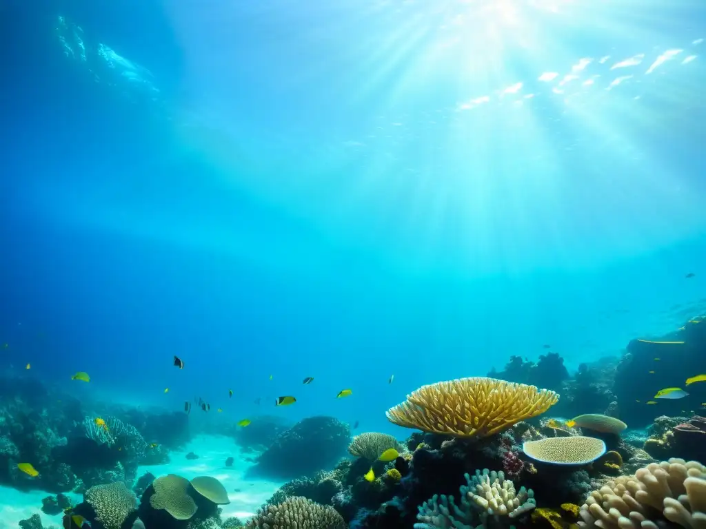 Un vibrante arrecife de coral bajo el agua, repleto de vida marina colorida