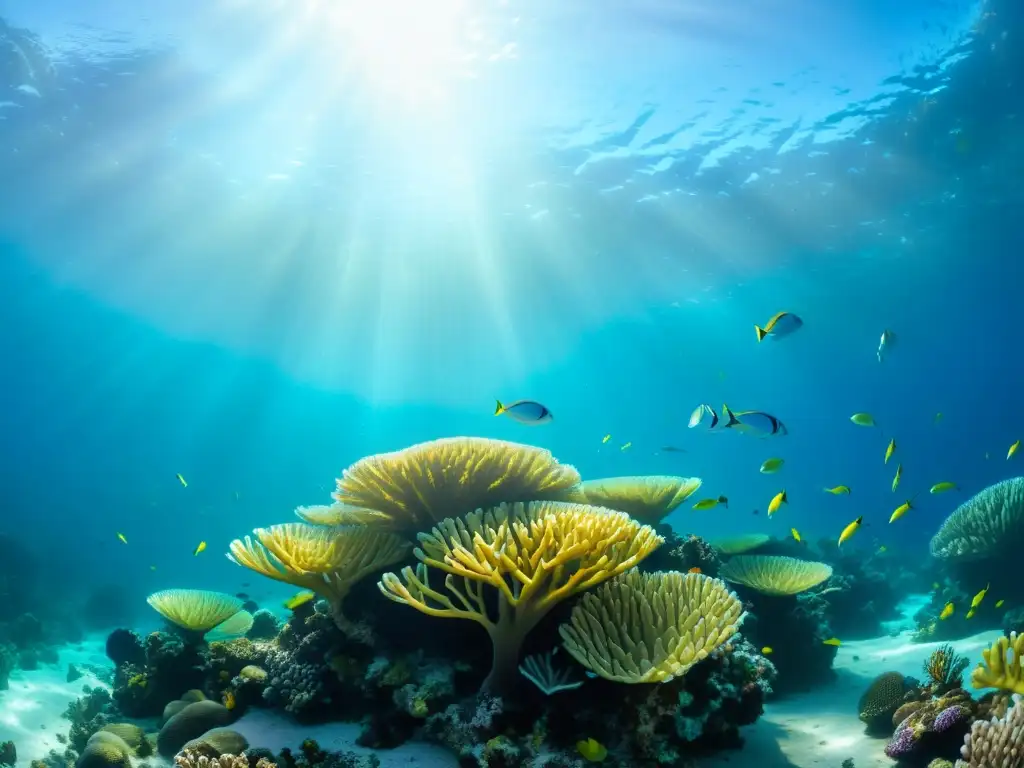 Un vibrante arrecife de coral bajo el agua, muestra la vitalidad de la vida marina