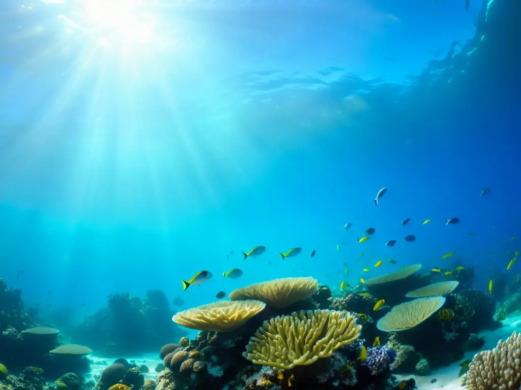 Un vibrante arrecife de coral bajo el agua muestra la belleza y diversidad marina, resaltando el impacto de la inversión oceánica