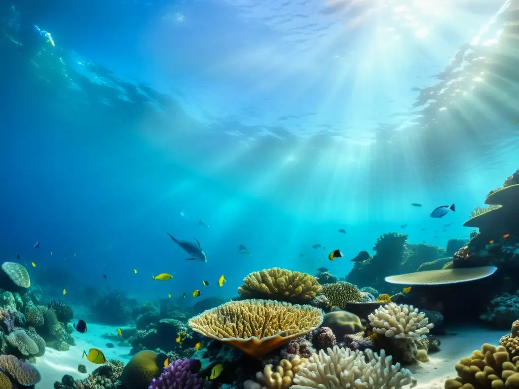 Vibrante arrecife de coral en aguas cristalinas, ajustes cámara para fotografía submarina