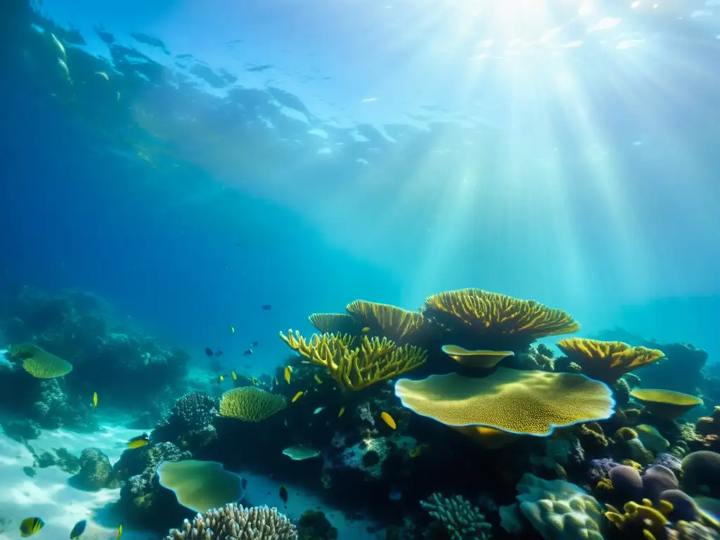 Vibrante arrecife de coral capturado desde la superficie del agua, imágenes únicas en la naturaleza marina