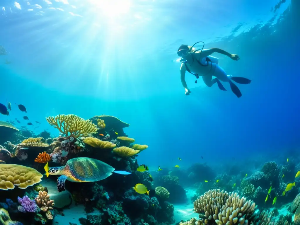 Vibrante arrecife de coral bajo corrientes cálidas influencia clima