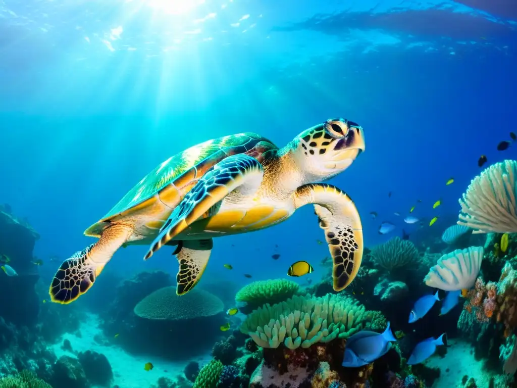 Arrecife de coral vibrante y diverso: belleza submarina Un vibrante arrecife de coral con diversa vida marina y la necesidad de tecnologías emergentes para conservación oceánica
