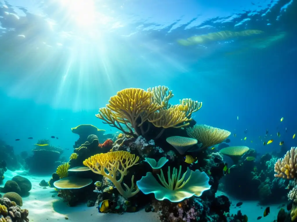 Un vibrante arrecife de coral con diversa vida marina