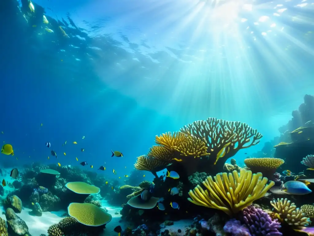 Un vibrante arrecife de coral con diversa vida marina