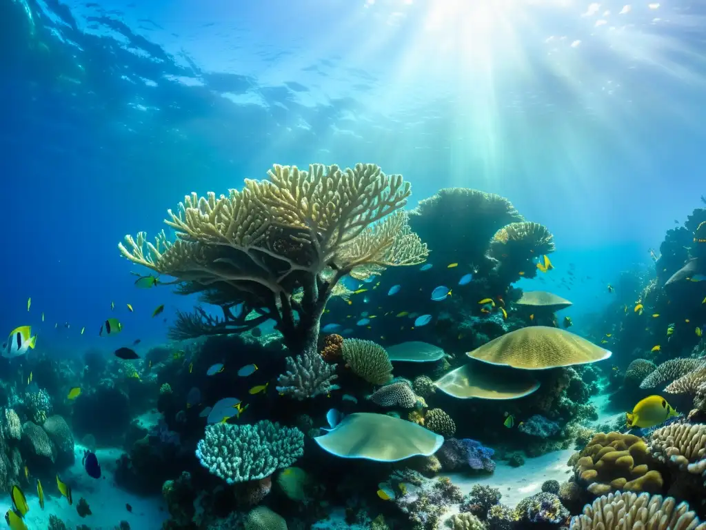 Un vibrante arrecife de coral con diversa vida marina