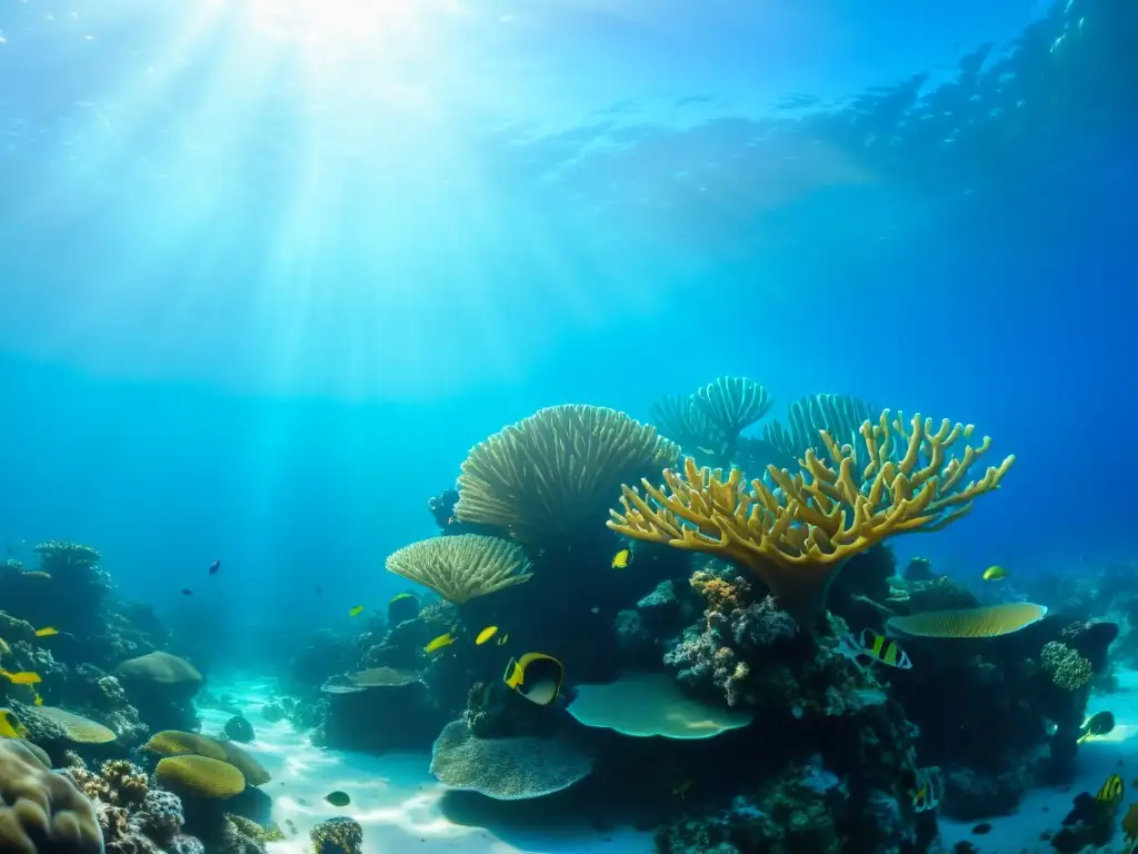 Un vibrante arrecife de coral con diversa vida marina