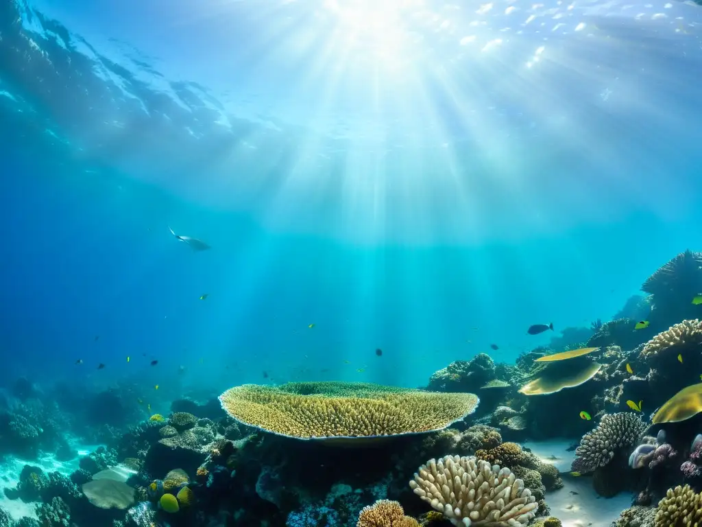 Vibrante arrecife de coral con diversa vida marina, protección legal áreas marinas