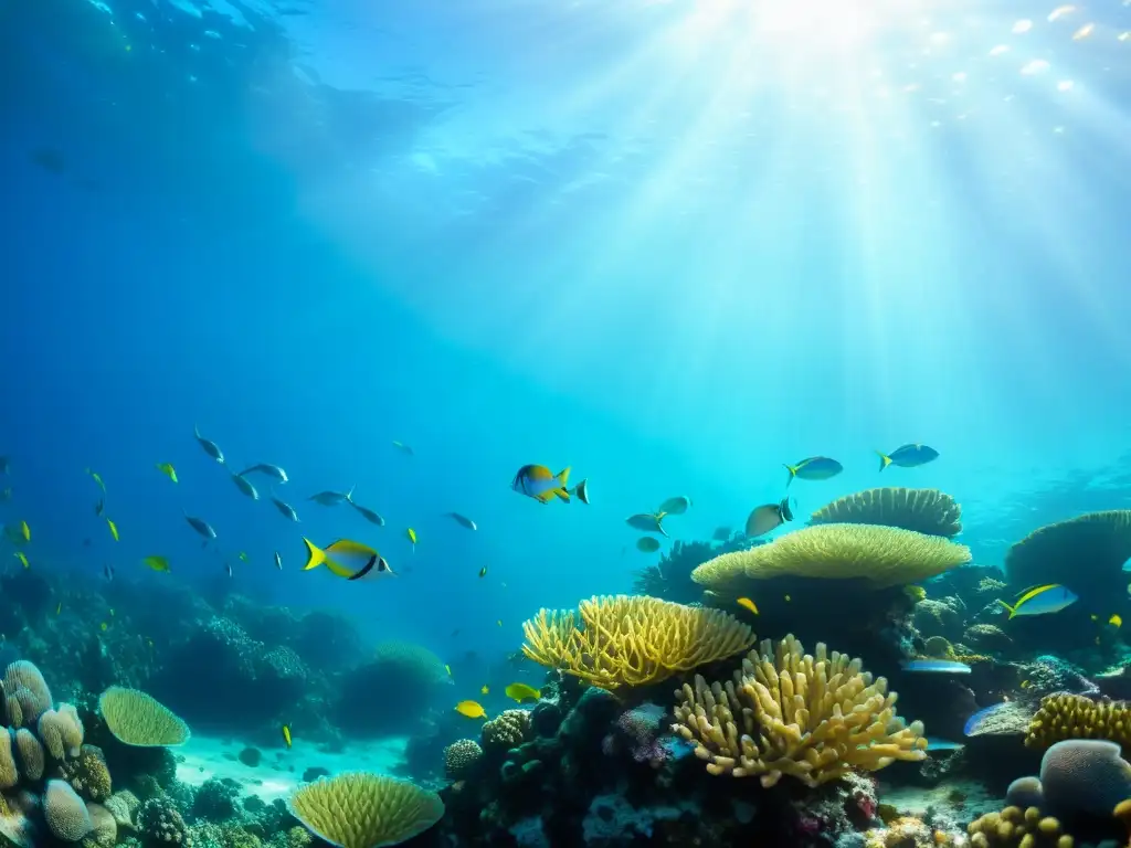 Un vibrante arrecife de coral con diversa vida marina