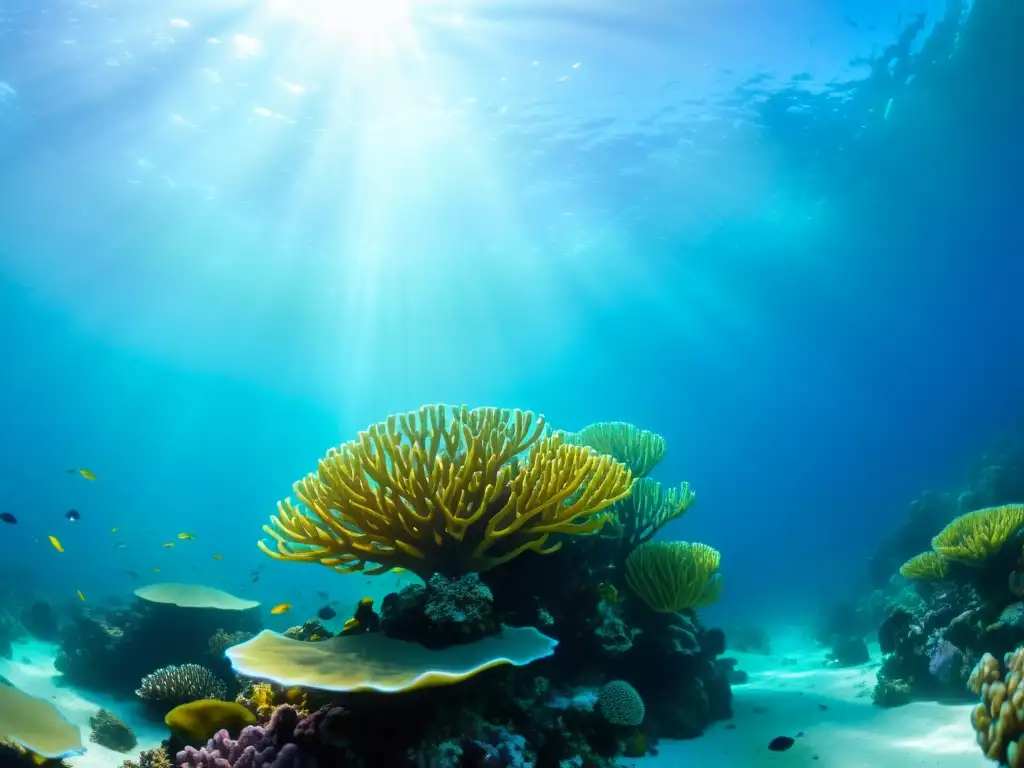 Un vibrante arrecife de coral con diversa vida marina