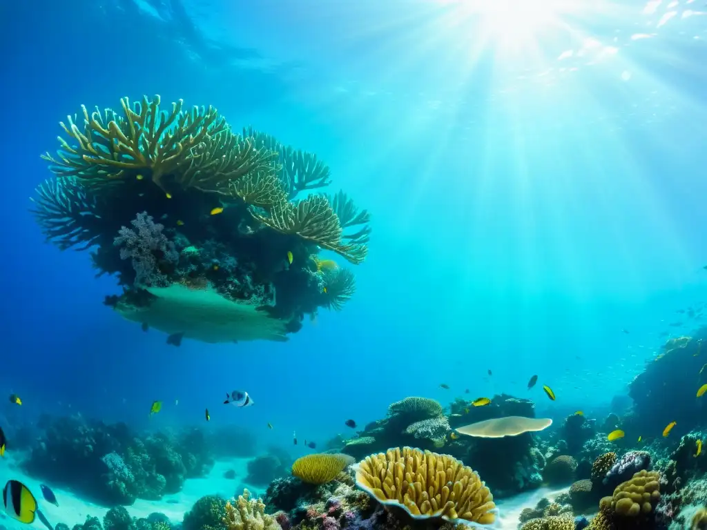 Un vibrante arrecife de coral con diversa vida marina