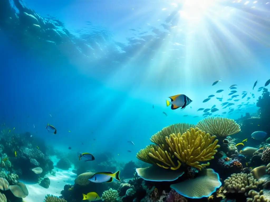 Un vibrante arrecife de coral con diversa vida marina