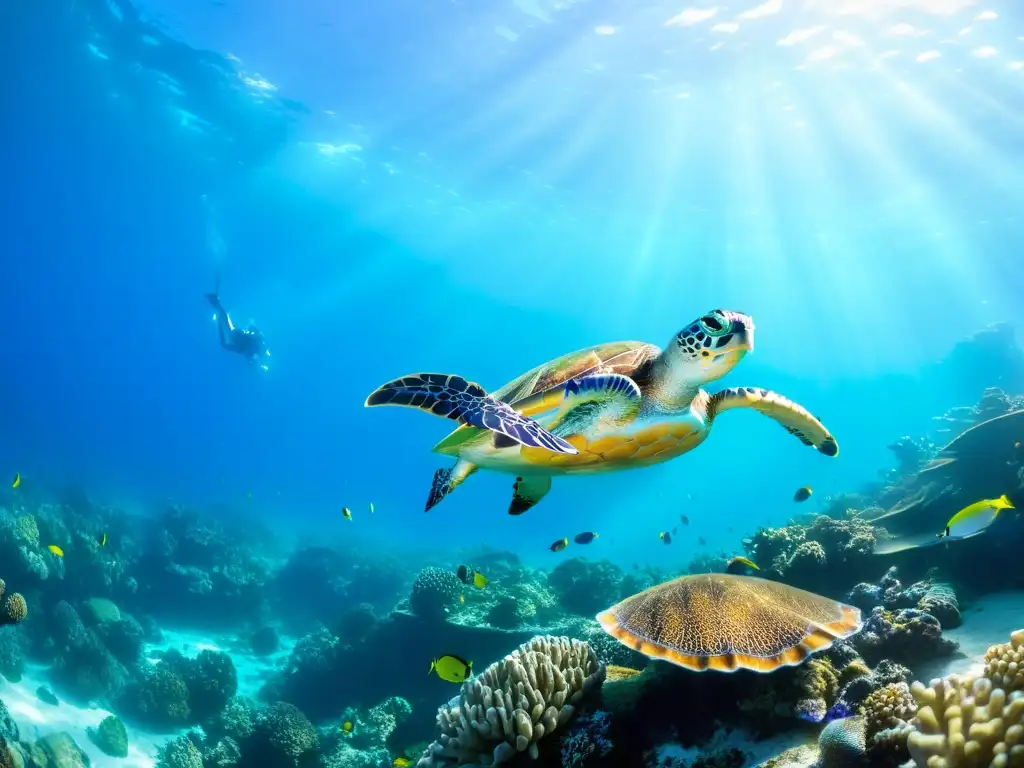 Vibrante arrecife de coral con diversa vida marina
