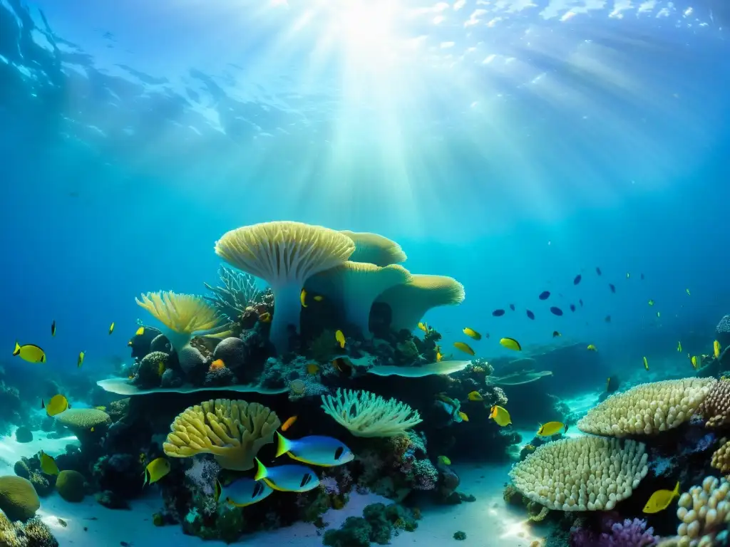 Un vibrante arrecife de coral con diversa vida marina